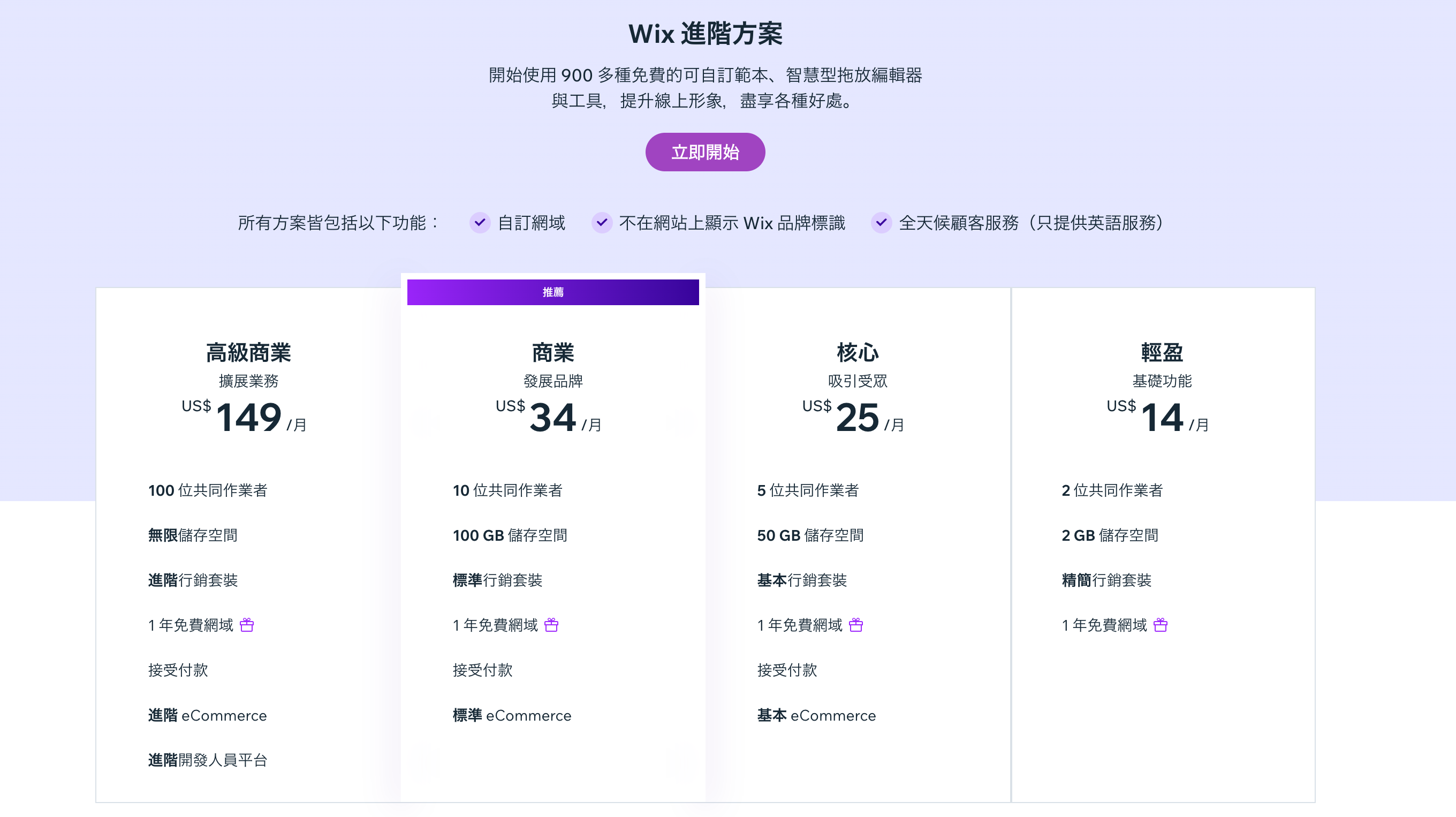 Wix 套餐价格.png Wix 套餐价格.png