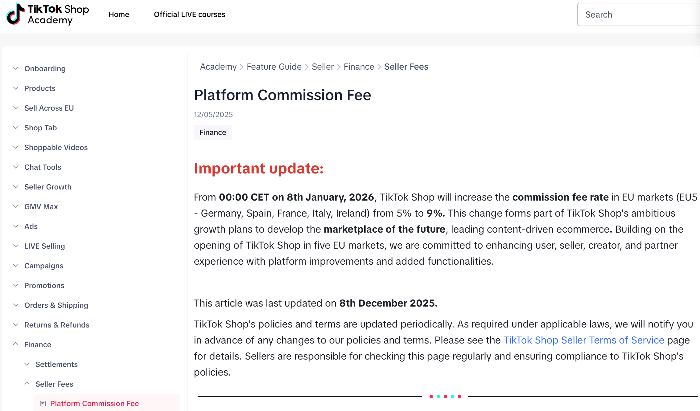 TikTok欧盟5国上调佣金通知 TikTok欧盟5国上调佣金通知