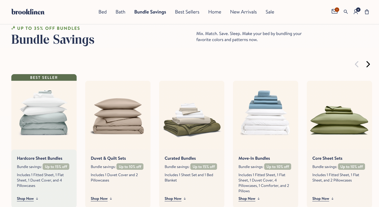 Brooklinen 的套装系列 Brooklinen 的套装系列