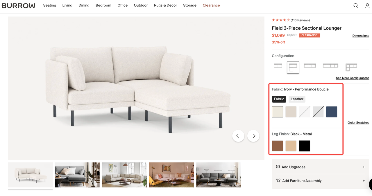 Burrow 商品详情页的定制模块 Burrow 商品详情页的定制模块