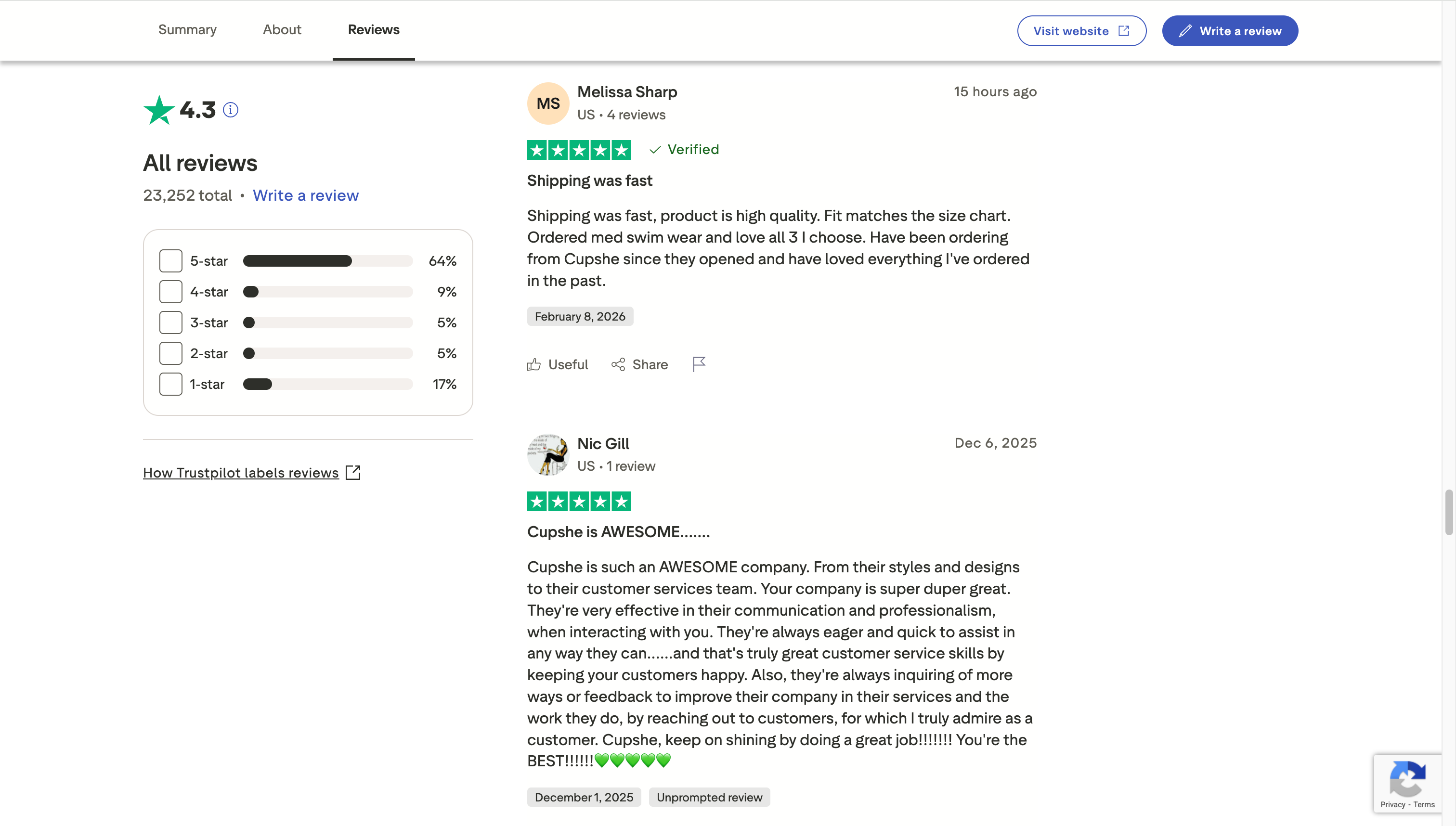 Cupshe Trustpilot 评论 Cupshe Trustpilot 评论