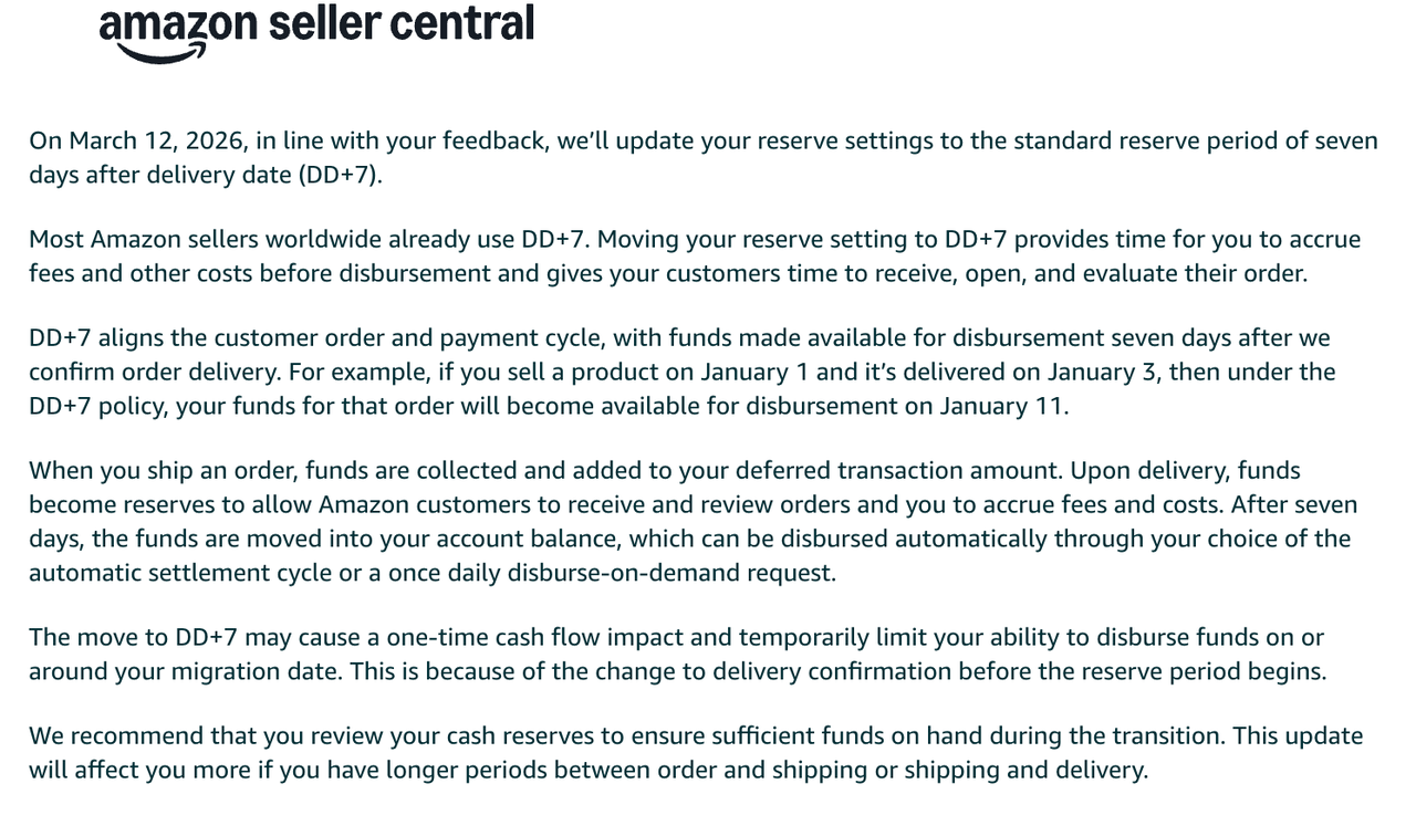 Amazon DD+7通知 Amazon DD+7通知