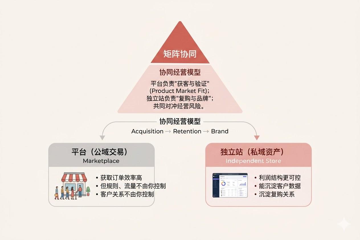 平台+独立站协同经营模型 平台+独立站协同经营模型