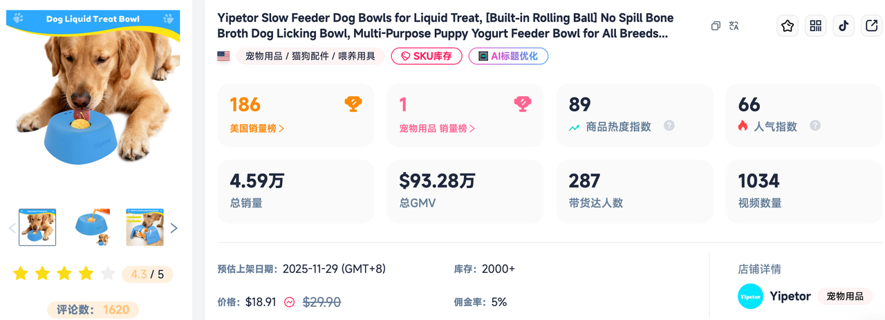 FastMoss Yipetor Tiktok销量数据 FastMoss Yipetor Tiktok销量数据