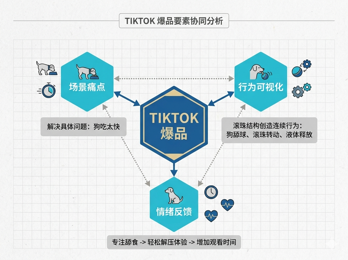 Tiktok爆品要素协同图解(以Yipetor慢食狗碗为例) Tiktok爆品要素协同图解(以Yipetor慢食狗碗为例)