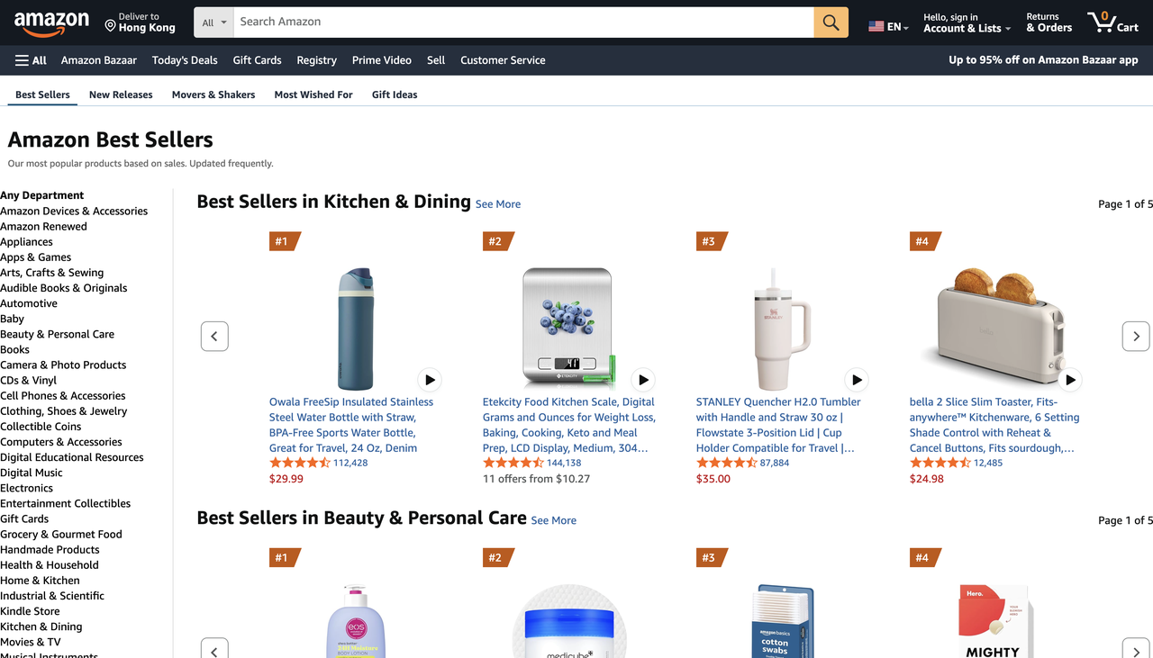 抓取 Amazon Best Sellers 榜单 抓取 Amazon Best Sellers 榜单
