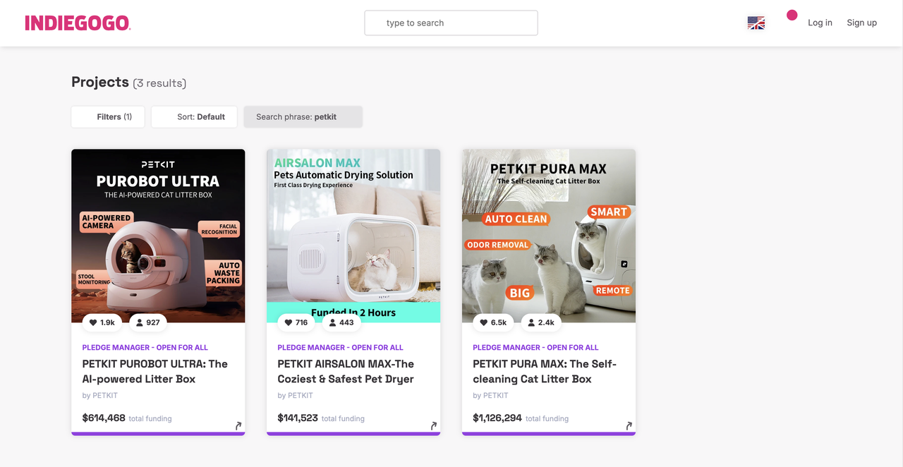 Indiegogo 上 PETKIT 众筹项目 Indiegogo 上 PETKIT 众筹项目