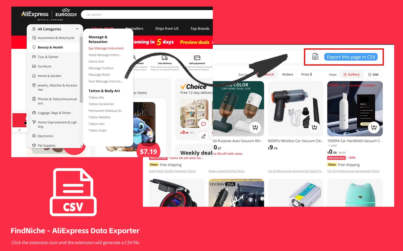 FindNiche 导出速卖通商品 FindNiche 导出速卖通商品