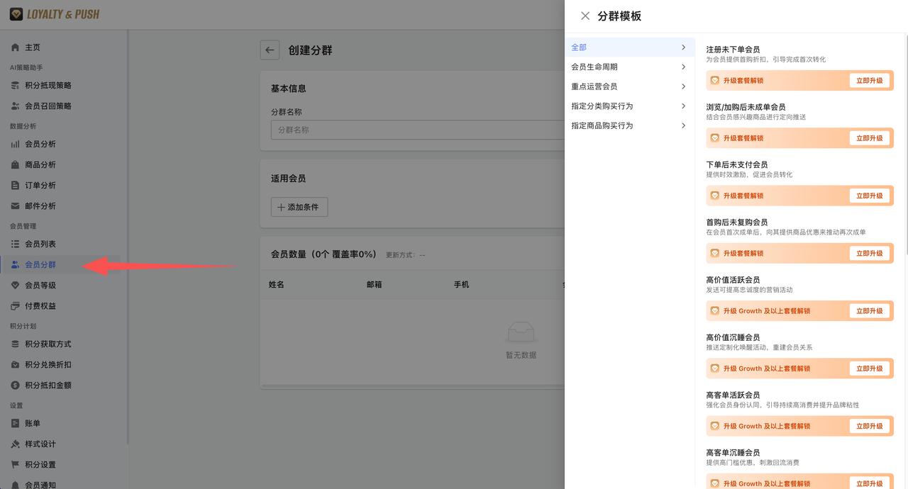 「Loyalty & Push」会员分群 「Loyalty & Push」会员分群
