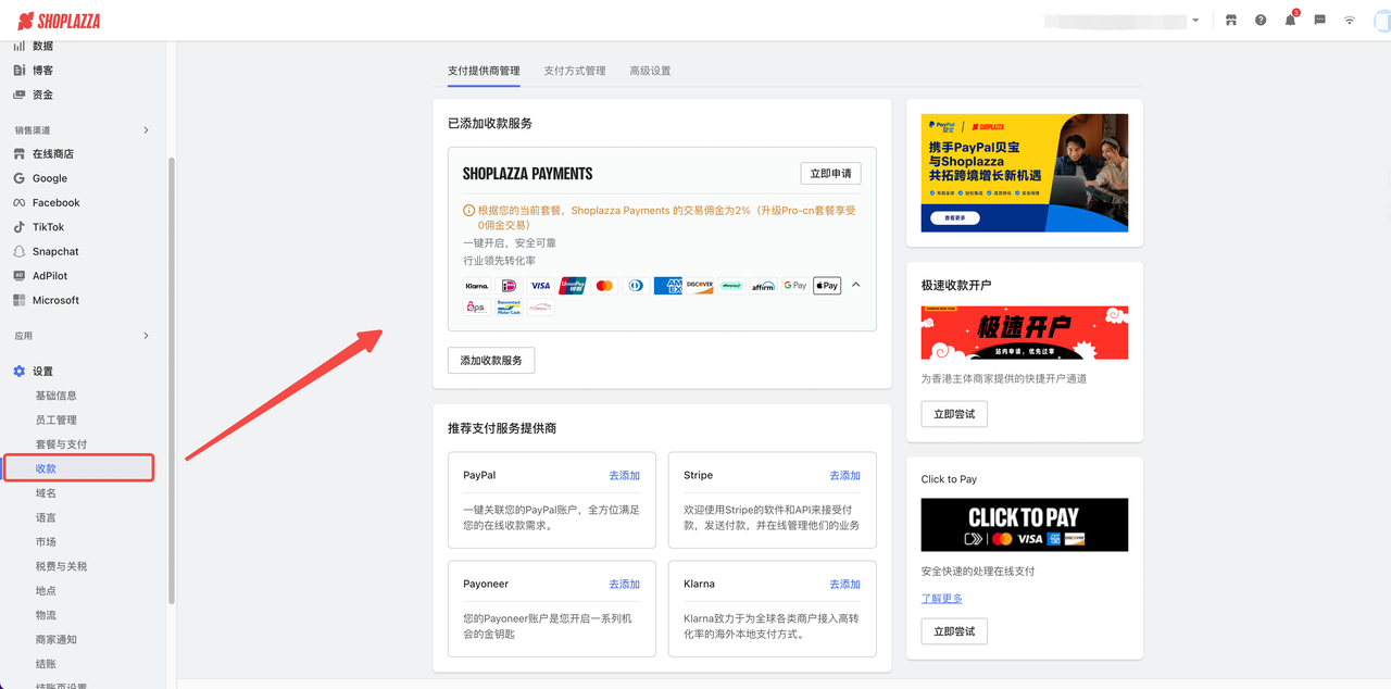 自有支付 Shoplazza Payments 自有支付 Shoplazza Payments