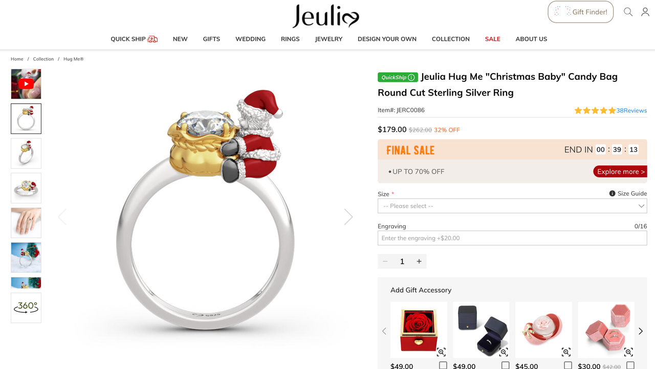 Jeulia 圣诞系列戒指 Jeulia 圣诞系列戒指