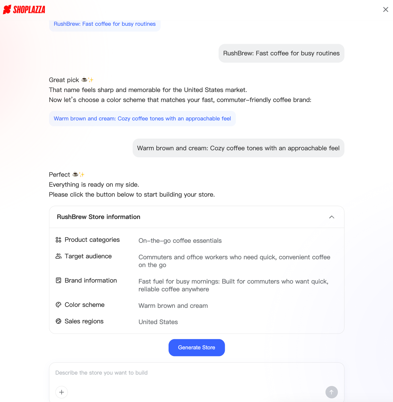 Shoplazza AI 对话框 Shoplazza AI 对话框