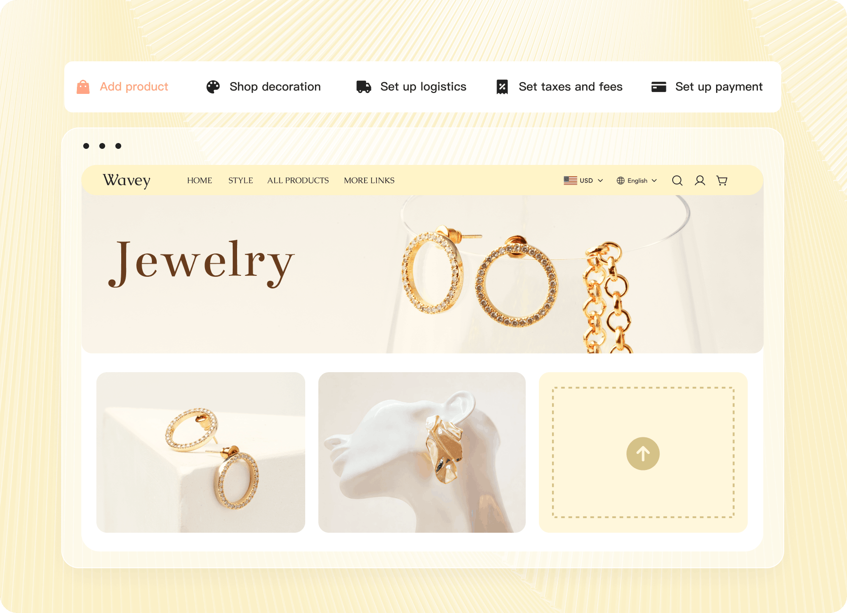 新手建站 · Wavey Jewelry 模板示意 新手建站 · Wavey Jewelry 模板示意